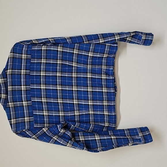 Polo Jeans Co Blue Plaid Zip-Up Cropped Shirt Jacket Shacket, *Fabric Not Known* - Picture 5 of 8